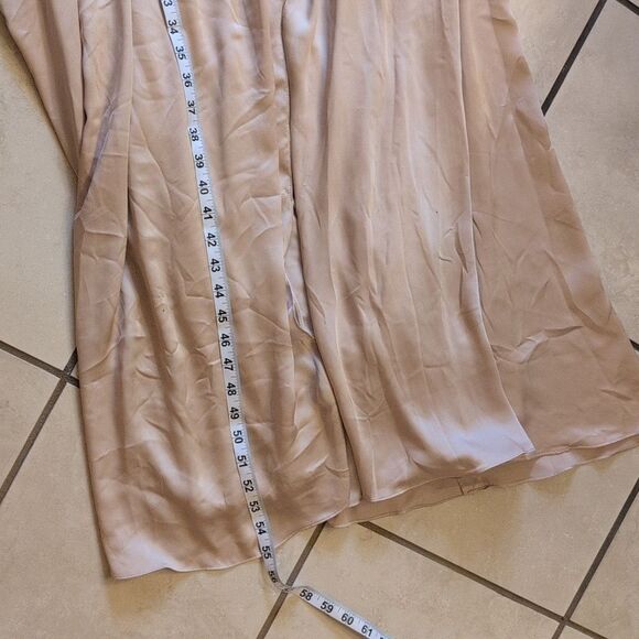 NWT Dessy Collection Off Shoulder Satin Maxi Dress Champagne Cream Color Size 18 - Picture 7 of 15